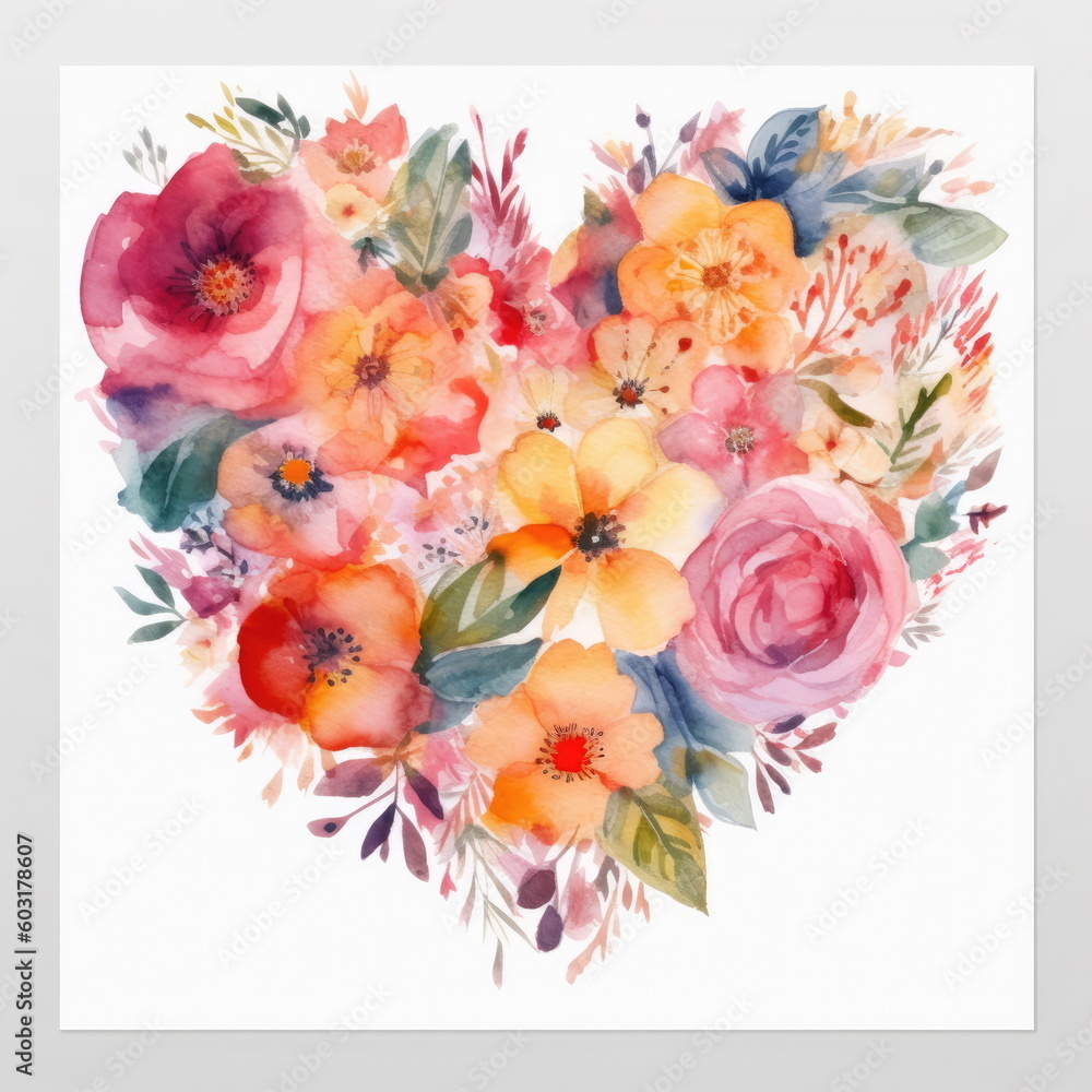 Heart of flowers on white background Heart of flowers on white background
