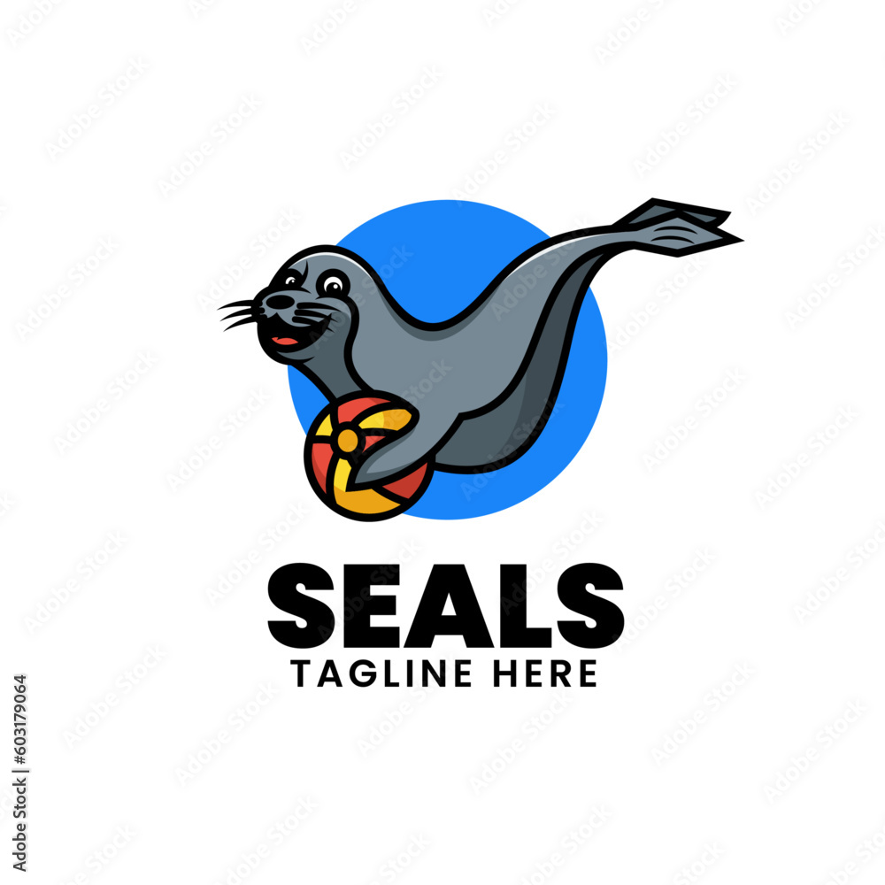 Fototapeta premium Vector Logo Illustration Seals Mascot Cartoon Style.