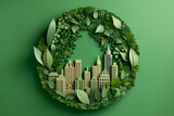 Title: Eco-Friendly City Concept: Creative Idea for Saving Energy with Paper Cut Eco Nature Design, generative AI