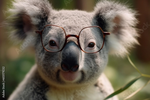 cute koala with glasses