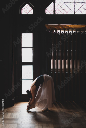 teenage ballet dancer poses in an old studio