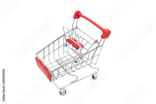Shopping cart isolated, A grocery shopping cart on a white background. Shopping concept.