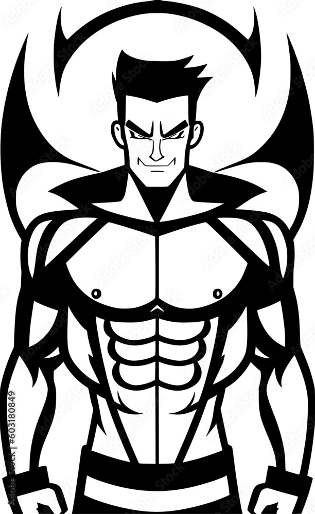 Obraz premium black and white of man cartoon
