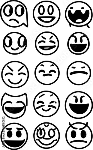 vector illustration of set cute face cartoon