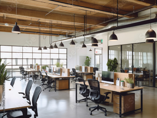 modern co-working spaces  dynamic open workspace that promotes flexibility and collaboration