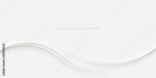 White and Grey Wave Abstract Background, Elegant Graphic Design with Soft Curves, Line Patterns, and Text Space
