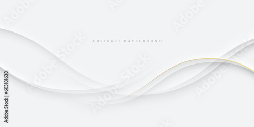 White and Grey Wave Abstract Background, Elegant Graphic Design with Soft Curves, Line Patterns, and Text Space © iikhikmatulloh