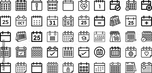 Set Of Calendar Icons Collection Isolated Silhouette Solid Icons Including Date, Vector, Business, Calendar, Month, Event, Year Infographic Elements Logo Vector Illustration © Abagael
