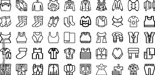Set Of Garment Icons Collection Isolated Silhouette Solid Icons Including Textile, Fabric, Clothes, Garment, Fashion, Clothing, Vector Infographic Elements Logo Vector Illustration