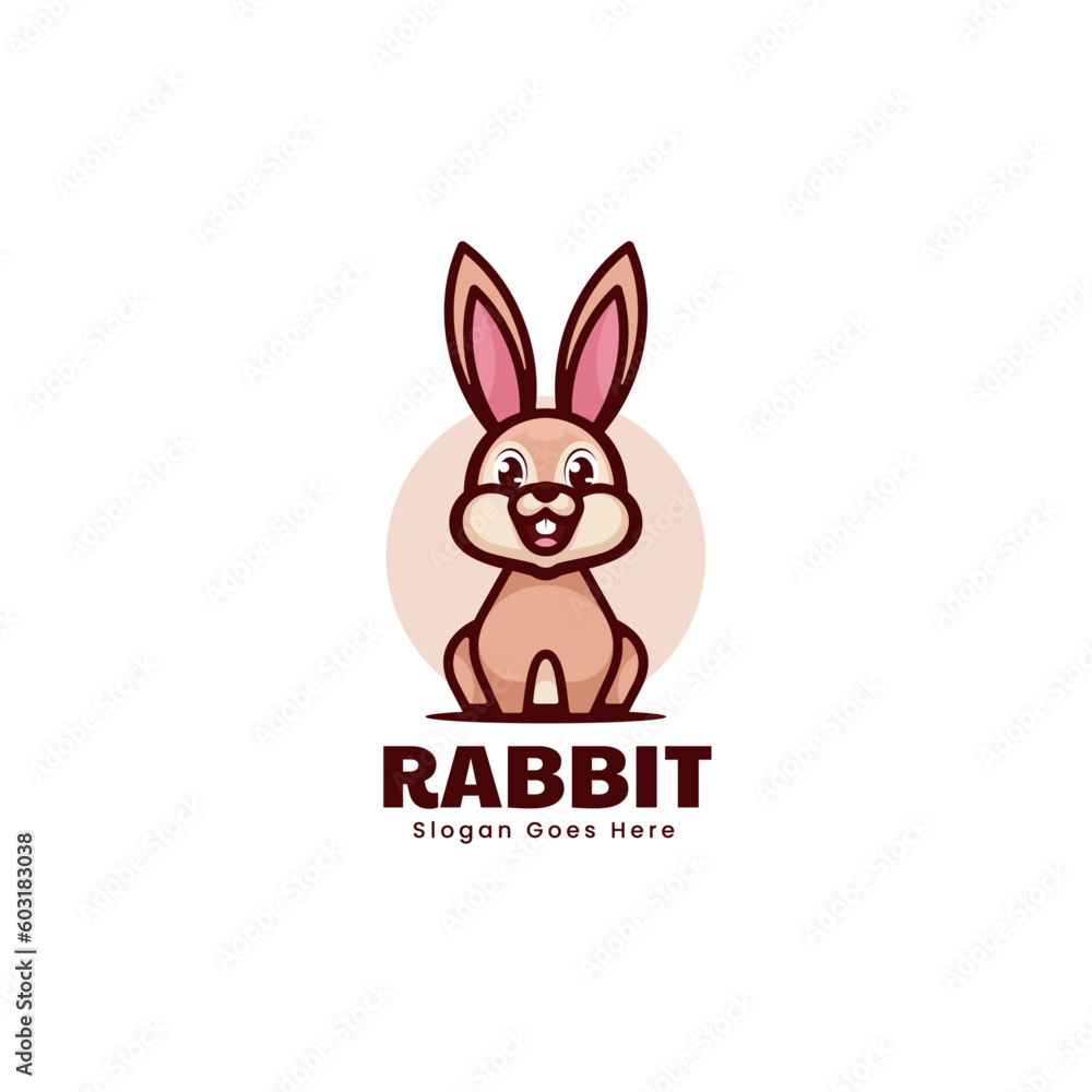 Obraz premium Vector Logo Illustration Rabbit Mascot Cartoon Style