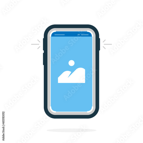 take screenshot on smartphone screen concept illustration flat design vector eps10. modern graphic ui element for infographic, icon photo