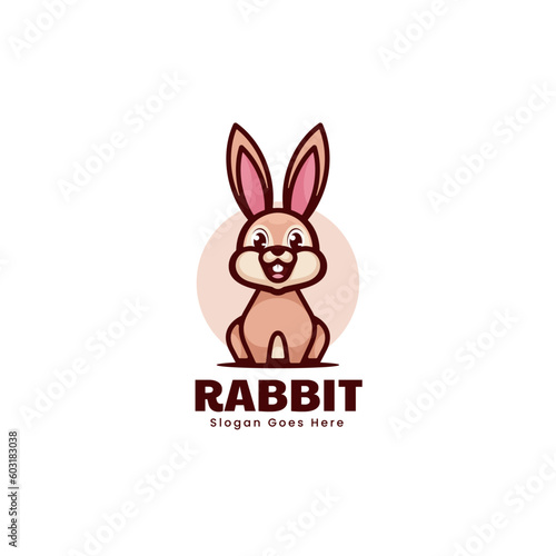 Vector Logo Illustration Rabbit Mascot Cartoon Style