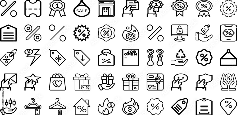 Set Of Offer Icons Collection Isolated Silhouette Solid Icons Including Promotion, Discount, Shop, Design, Sale, Banner, Offer Infographic Elements Logo Vector Illustration