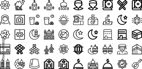 Set Of Muslim Icons Collection Isolated Silhouette Solid Icons Including Man, Ramadan, Islamic, Greeting, Muslim, Mubarak, Religious Infographic Elements Logo Vector Illustration