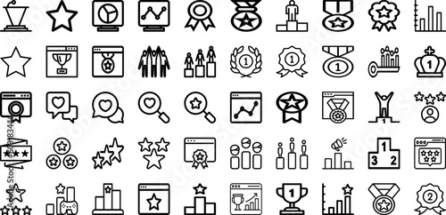 Set Of Ranking Icons Collection Isolated Silhouette Solid Icons Including Vector, Illustration, Ranking, Icon, Design, Award, Winner Infographic Elements Logo Vector Illustration