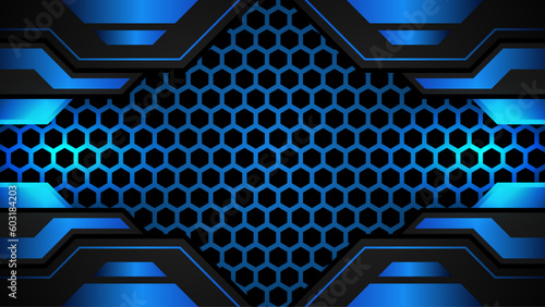 futuristic black and blue gaming background. design of sport banner, poster, advertisement, promotion