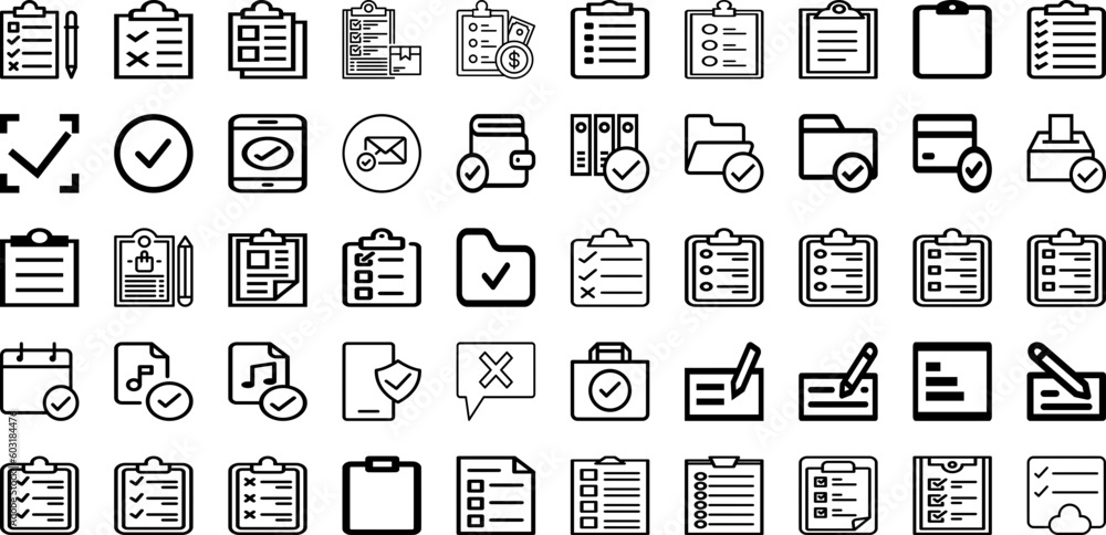 Set Of Check Icons Collection Isolated Silhouette Solid Icons Including ...