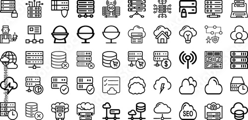 Set Of Server Icons Collection Isolated Silhouette Solid Icons Including Information, Computer, Server, Network, Technology, Data, Internet Infographic Elements Logo Vector Illustration © Abagael