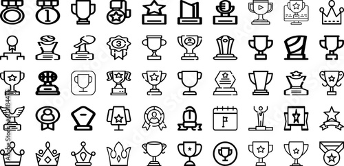 Set Of Award Icons Collection Isolated Silhouette Solid Icons Including Background, Celebration, Award, Winner, Design, Golden, Banner Infographic Elements Logo Vector Illustration