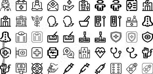 Set Of Hospital Icons Collection Isolated Silhouette Solid Icons Including Medical  Health  Hospital  Clinic  Patient  Doctor  Care Infographic Elements Logo Vector Illustration