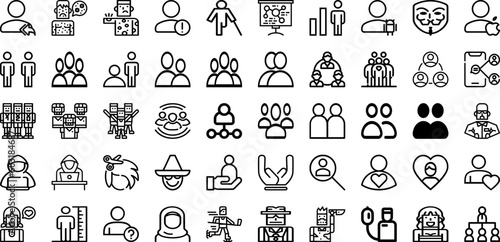 Set Of People Icons Collection Isolated Silhouette Solid Icons Including Team  Female  Business  Group  People  Person  Work Infographic Elements Logo Vector Illustration