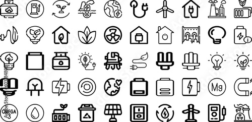 Set Of Energy Icons Collection Isolated Silhouette Solid Icons Including Electric  Ecology  Environment  Energy  Renewable  Electricity  Power Infographic Elements Logo Vector Illustration