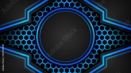 modern futuristic black and blue esport background. design of sport banner, poster, advertisement, promotion