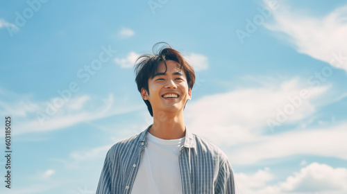 シャツを着た笑顔の男性（アジア人・中国人・日本人・韓国人・Generative AI）
