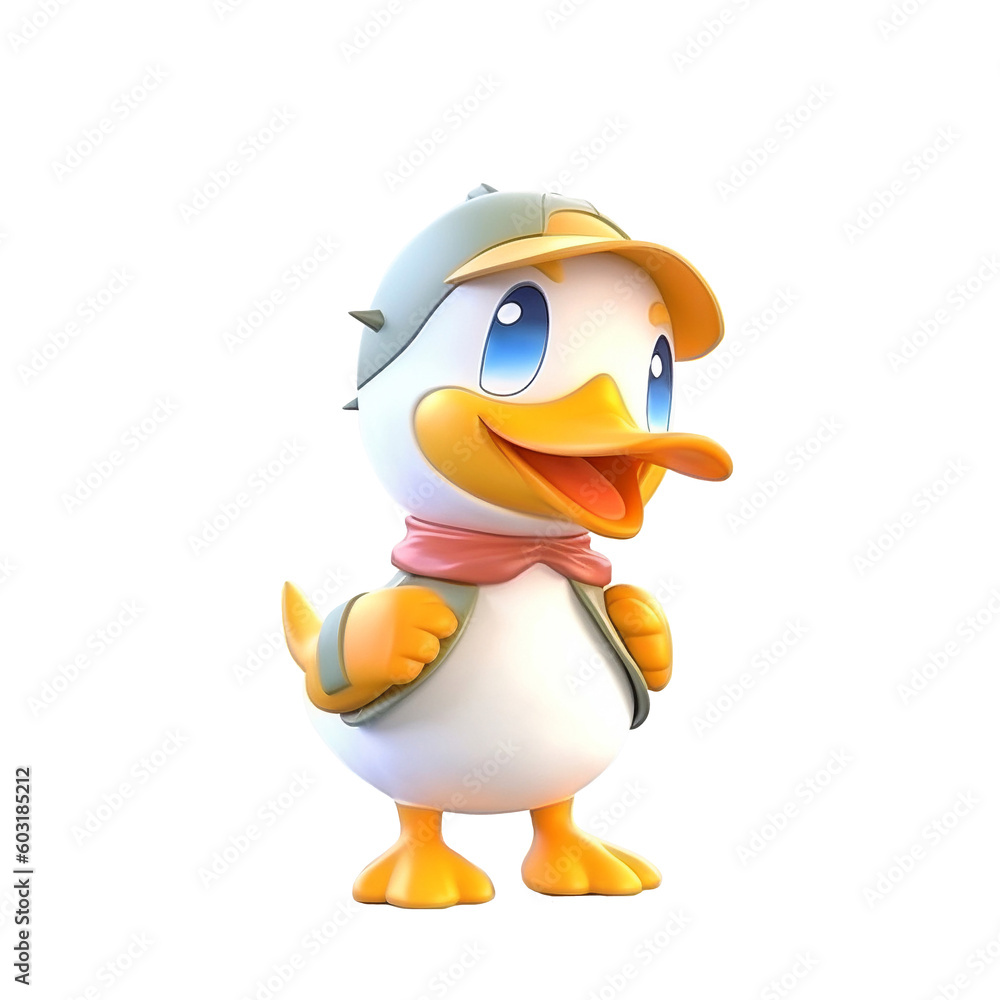 Obraz premium Illustration 3D cute duck character AI Generative