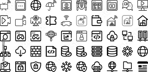 Set Of Internet Icons Collection Isolated Silhouette Solid Icons Including Communication, Background, Internet, Technology, Network, Web, Connection Infographic Elements Logo Vector Illustration