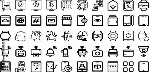 Set Of Smart Icons Collection Isolated Silhouette Solid Icons Including Concept, Internet, Modern, Technology, Icon, Smart, Wireless Infographic Elements Logo Vector Illustration
