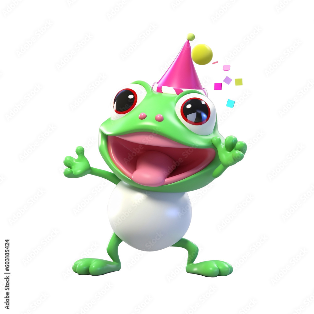 Illustration 3D cute frog character AI Generative Illustration 3D cute frog character AI Generative