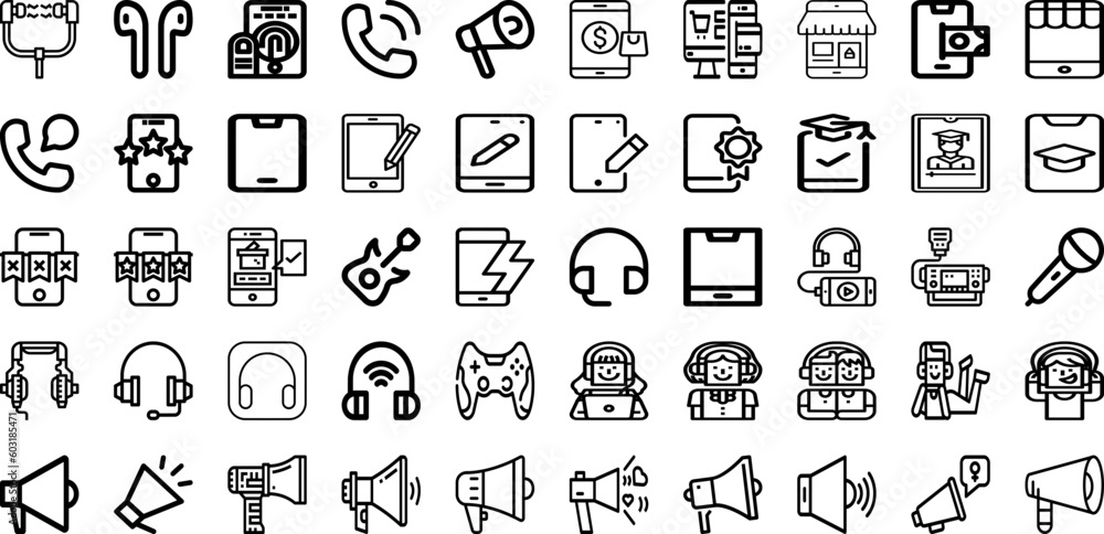 Set Of Phone Icons Collection Isolated Silhouette Solid Icons Including Screen, Cellphone, Device, Mobile, Smartphone, Isolated, Phone Infographic Elements Logo Vector Illustration
