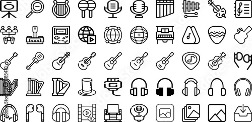 Set Of Multimedia Icons Collection Isolated Silhouette Solid Icons Including Video, Multimedia, Media, Technology, Computer, Film, Movie Infographic Elements Logo Vector Illustration
