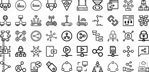 Set Of Connect Icons Collection Isolated Silhouette Solid Icons Including Abstract, Connection, Network, Connect, Communication, Technology, Internet Infographic Elements Logo Vector Illustration