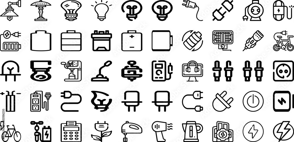 Set Of Electric Icons Collection Isolated Silhouette Solid Icons Including Energy, Vehicle, Charger, Power, Electricity, Electric, Technology Infographic Elements Logo Vector Illustration