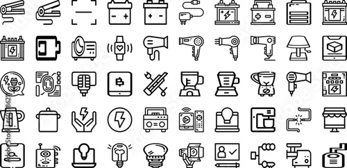 Set Of Electronics Icons Collection Isolated Silhouette Solid Icons Including Equipment, Technology, Digital, Electronics, Electronic, Device, Computer Infographic Elements Logo Vector Illustration © Abagael