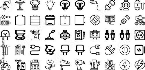 Set Of Electric Icons Collection Isolated Silhouette Solid Icons Including Energy, Vehicle, Charger, Power, Electricity, Electric, Technology Infographic Elements Logo Vector Illustration