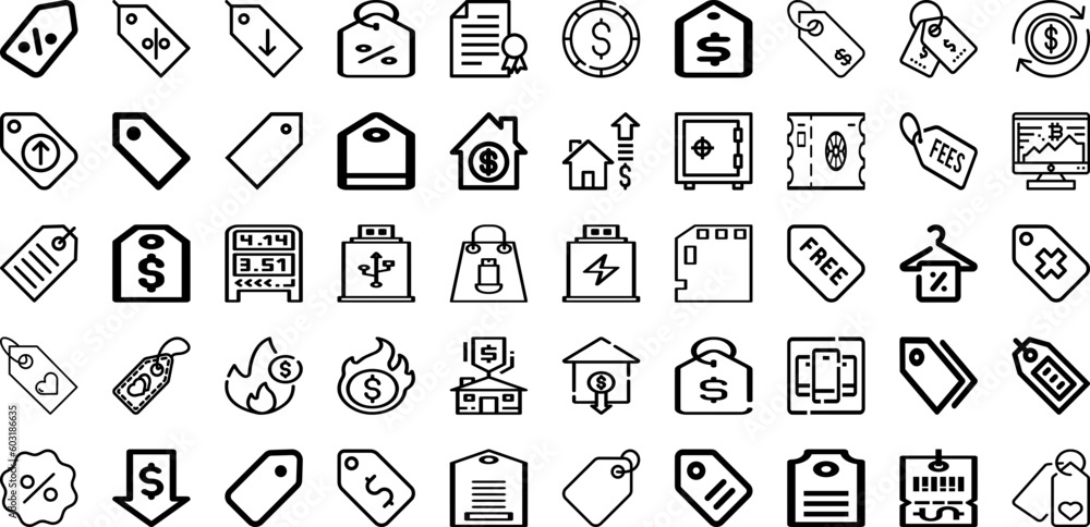 Set Of Price Icons Collection Isolated Silhouette Solid Icons Including Symbol, Tag, Business, Sale, Label, Vector, Price Infographic Elements Logo Vector Illustration