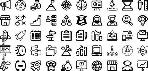 Set Of Startup Icons Collection Isolated Silhouette Solid Icons Including Technology, Teamwork, Success, Startup, Project, Idea, Business Infographic Elements Logo Vector Illustration