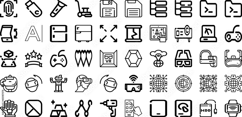 Set Of Technology Icons Collection Isolated Silhouette Solid Icons Including Network, Concept, Communication, Internet, Technology, Digital, Data Infographic Elements Logo Vector Illustration