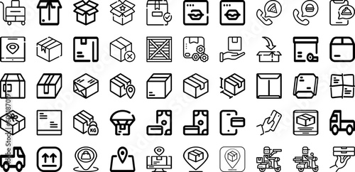 Set Of Delivery Icons Collection Isolated Silhouette Solid Icons Including Delivery, Transport, Fast, Courier, Shipping, Order, Service Infographic Elements Logo Vector Illustration
