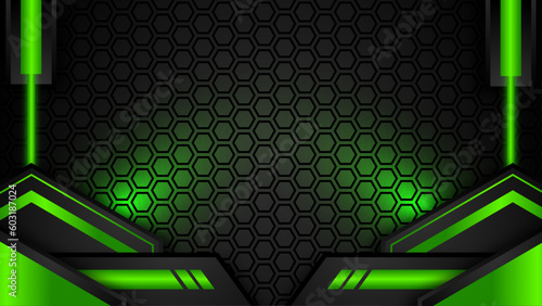 black and green futuristic gaming background. design of sport banner, poster, advertisement, promotion