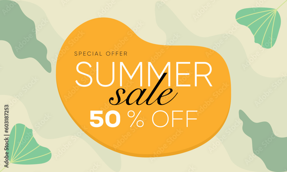 Fototapeta premium summer sale 50% off vector design, summer sale poster template, summer sale trendy design