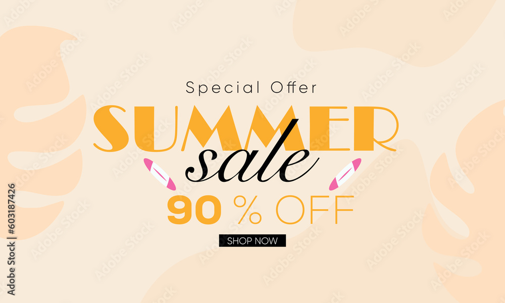 summer sale 90% off banner, summer sale creative template, summer sale trendy design, summer sale poster template