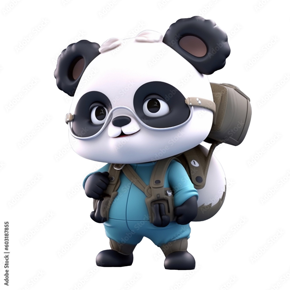 Illustration 3D cute panda character AI Generative Illustration 3D cute panda character AI Generative