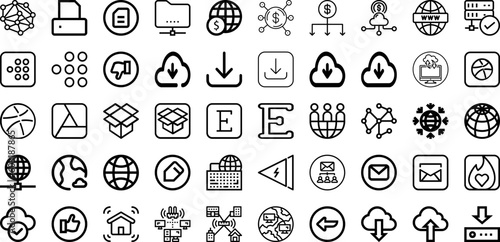 Set Of Network Icons Collection Isolated Silhouette Solid Icons Including Network, Networking, Connection, Internet, Technology, Communication, Business Infographic Elements Logo Vector Illustration