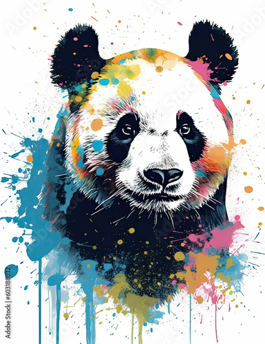 Panda Painting, Watercolor, Art, Wall Art. Generative AI