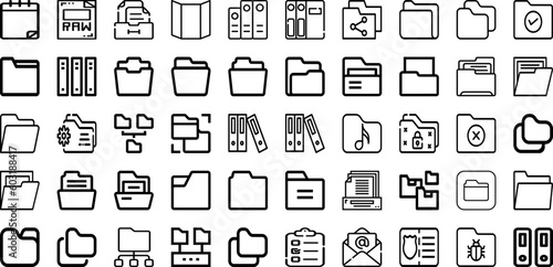 Set Of Folder Icons Collection Isolated Silhouette Solid Icons Including File, Paper, Business, Open, Document, Folder, Design Infographic Elements Logo Vector Illustration