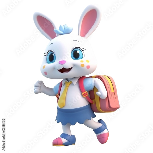 Illustration 3D cute rabbit character AI Generative